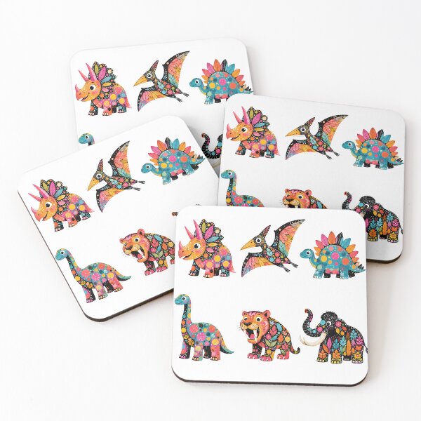 Item preview, Sticker Decal Set - Colorful Prehistoric Parade designed and sold by ForeverPrintsOK.