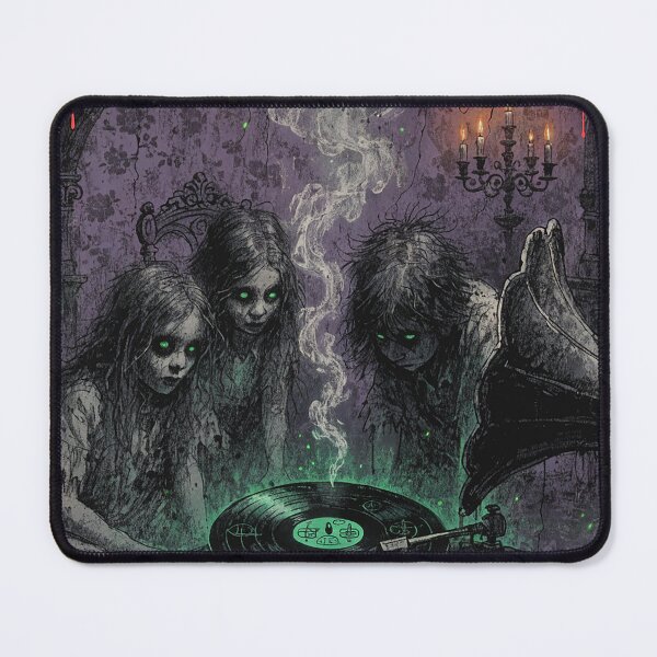 Item preview, "Devil’s Music Sing-Along! Ethereal Spirits & Vintage Occult Record Player Art | Gothic Horror Poster for Halloween & Dark Aesthetics" designed and sold by CHRONIN.