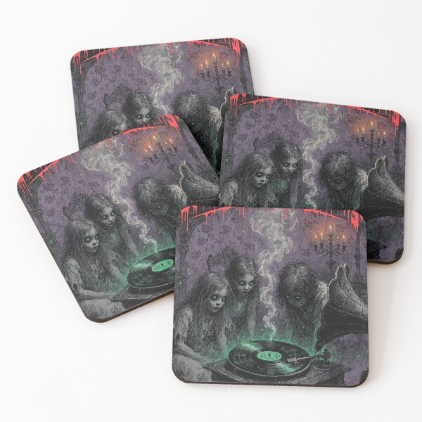 Item preview, "Devil’s Music Sing-Along! Ethereal Spirits & Vintage Occult Record Player Art | Gothic Horror Poster for Halloween & Dark Aesthetics" designed and sold by CHRONIN.