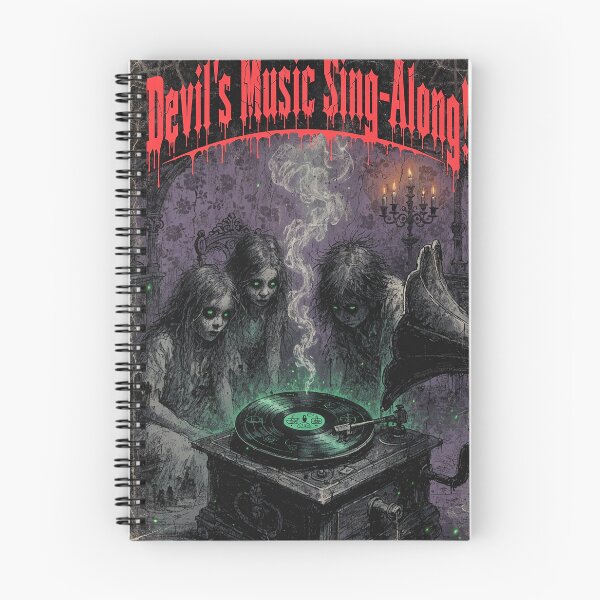 Item preview, "Devil’s Music Sing-Along! Ethereal Spirits & Vintage Occult Record Player Art | Gothic Horror Poster for Halloween & Dark Aesthetics" designed and sold by CHRONIN.