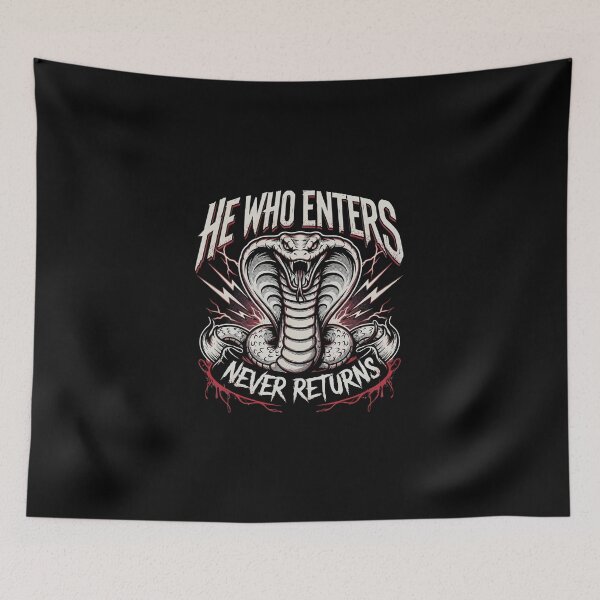 Item preview, He Who Enters Never Returns Cobra White Line Metal Graphic designed and sold by Enea Kelo.