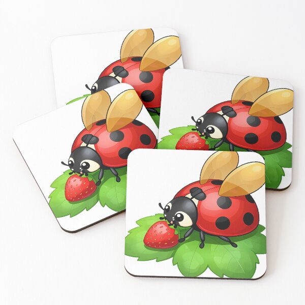 Item preview, Cute Ladybug on a Strawberry Leaf designed and sold by pumsquare.