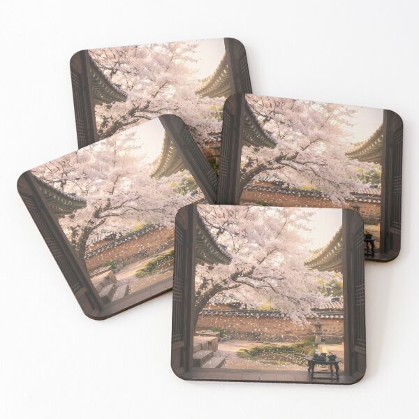 Item preview, Spring Cherry Blossom Rain over a Traditional Hanok: A Serene Moment on the Daecheongmaru | designed and sold by SOOstudio73.