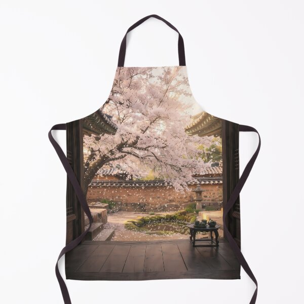 Item preview, Spring Cherry Blossom Rain over a Traditional Hanok: A Serene Moment on the Daecheongmaru | designed and sold by SOOstudio73.