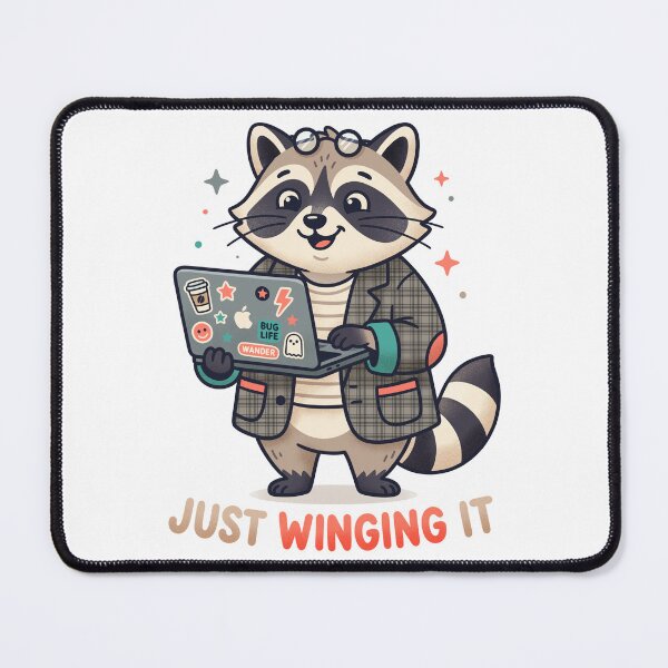 Item preview, Funny Raccoon Laptop Just Winging It Office Humor Graphic designed and sold by DiNata.