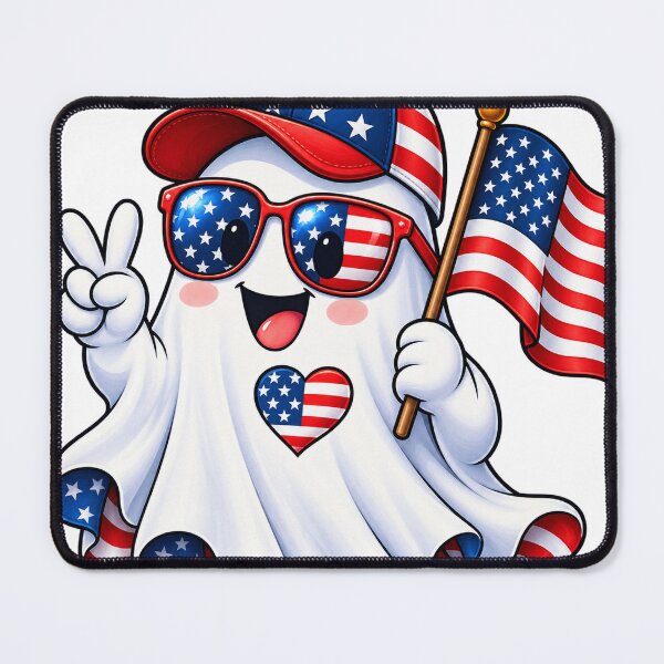 Item preview, Cute Patriotic Ghost with USA Flag – Kawaii American Pride Sticker designed and sold by ghatwalsachin.
