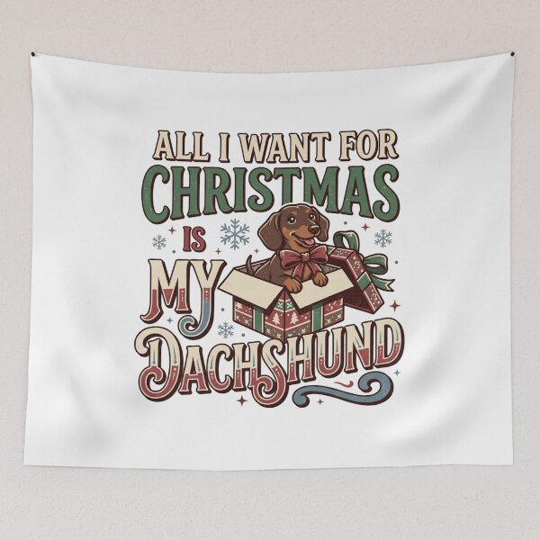 Item preview, All I Want For Christmas Is My Dachshund Vintage Wiener Dog Holiday Doxie Mom Gift designed and sold by raedattia.