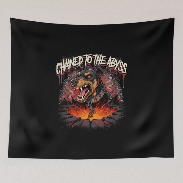 Item preview, Chained To The Abyss Hellhound Fiery Pit Deathcore Graphic designed and sold by Enea Kelo.