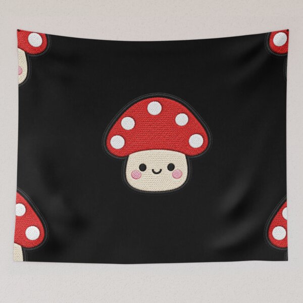 Item preview, Cute Kawaii Mushroom Embroidery Patch Illustration designed and sold by ColorSplash123.