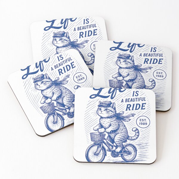 Item preview, Life Is a Beautiful Ride Funny Cat T-Shirt – Vintage Bicycle Cat Design | Cycling Cat Lover Gift | Inspirational Retro Graphic Tee designed and sold by TeehMeow.