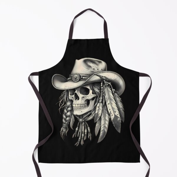 Item preview, Cowboy Skull With Tribal Feathers Hair designed and sold by Linework Studio.
