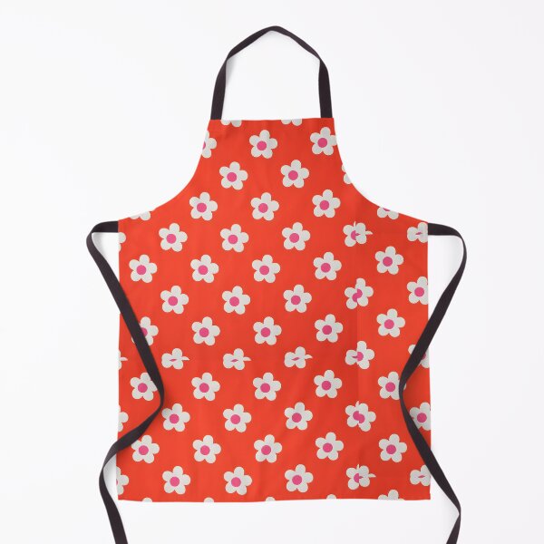 Item preview, 60s Pop Art Daisy - Retro White Flower on Red Pattern designed and sold by Ela Art Space .
