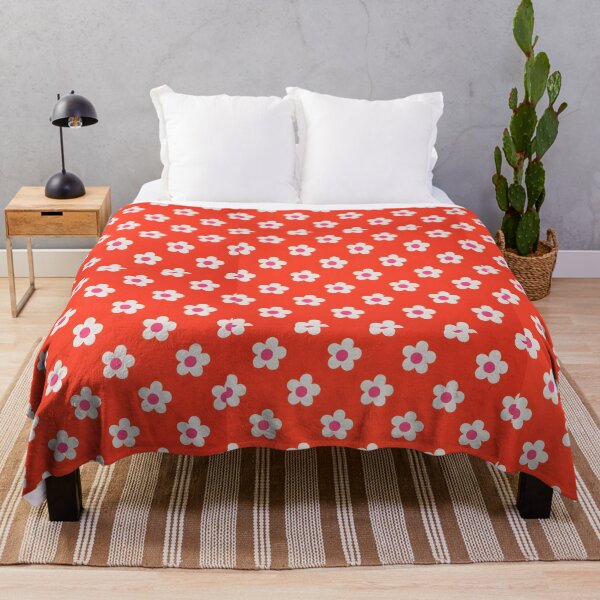 Item preview, 60s Pop Art Daisy - Retro White Flower on Red Pattern designed and sold by Ela Art Space .