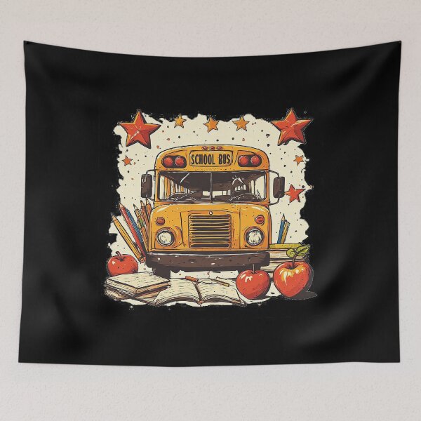 Item preview, Retro Yellow School Bus Back To School Vintage Apples And Pencils designed and sold by emiliacreations.