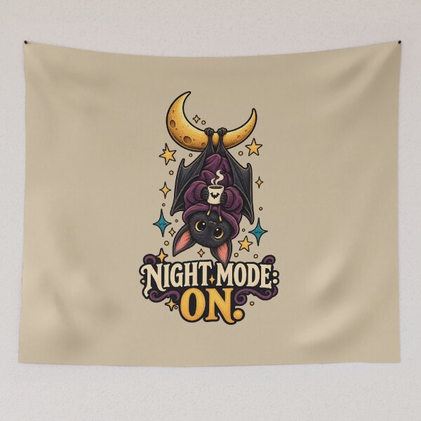 Item preview, Night Mode: On – Cozy Bat with Coffee designed and sold by VioVibe.