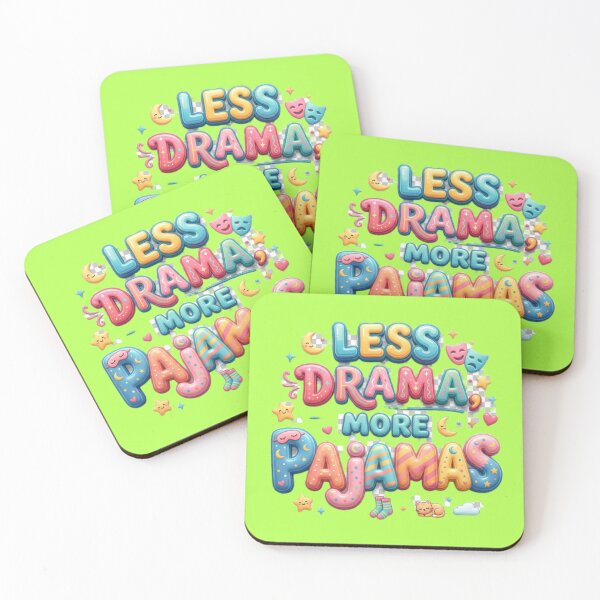 Item preview, "Less Drama, More Pajamas" - Cute 3D Chunky Typography Illustration designed and sold by Tinydoodlenest .