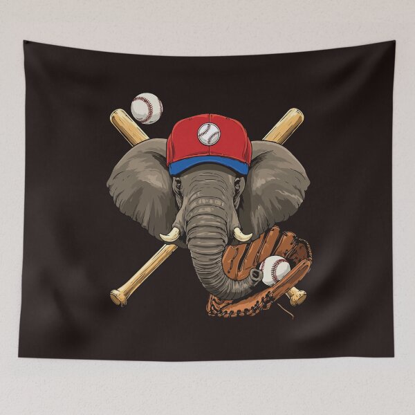 Item preview, Baseball Elephant Design, Funny Sports Animal Vintage Artwork designed and sold by mari-kayden.