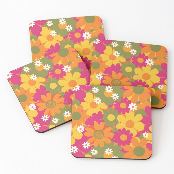 Item preview, 60s Flower Power Daisy - Retro Orange Pink Yellow Groovy Pattern designed and sold by Ela Art Space .