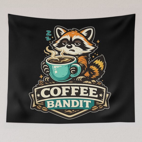 Item preview, Coffee Bandit – Sleepy Raccoon Coffee Lover Cartoon Design designed and sold by ArtisticHeart21.