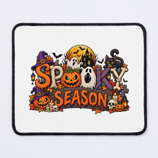Item preview, Spooky Season Halloween Haunted House Pumpkin Ghost Cat Skeleton designed and sold by afr-saad.