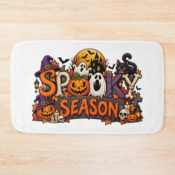 Item preview, Spooky Season Halloween Haunted House Pumpkin Ghost Cat Skeleton designed and sold by afr-saad.