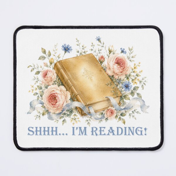 Item preview, Shhh I'm reading Floral watercolor Book lover designed and sold by Anne Londez Studio.