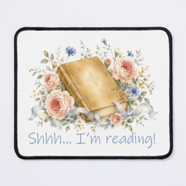 Item preview, Shhh I'm reading Floral watercolor Book lover designed and sold by Anne Londez Studio.