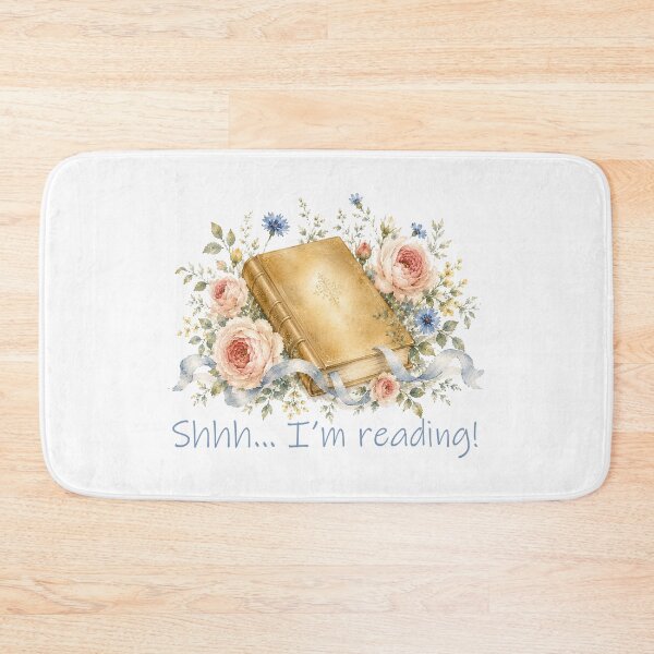 Item preview, Shhh I'm reading Floral watercolor Book lover designed and sold by Anne Londez Studio.