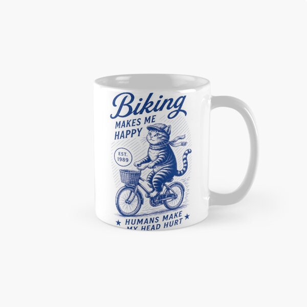 Item preview, Biking Makes Me Happy Humans Make My Head Hurt – Funny Cycling Cat T-Shirt | Vintage Bicycle Cat Lover Gift | Retro Bike Graphic Tee designed and sold by TeehMeow.