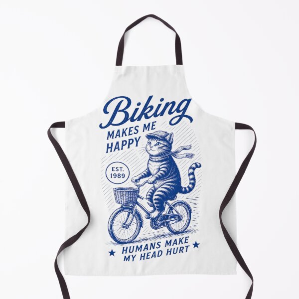 Item preview, Biking Makes Me Happy Humans Make My Head Hurt – Funny Cycling Cat T-Shirt | Vintage Bicycle Cat Lover Gift | Retro Bike Graphic Tee designed and sold by TeehMeow.