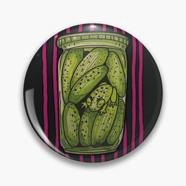 Item preview, Pickle Frog in a Jar - Retro Pink Stripes designed and sold by SKETCHYANDGRAPHIC.