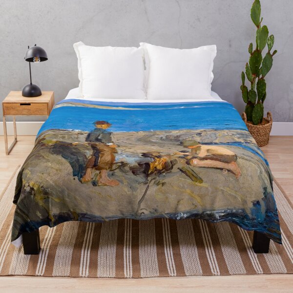 Item preview, Boys on a Skerry rocky coastline nautical maritime ocean blue seascape painting print by Venny Soldan-Brofeldt designed and sold by Jéanpaul Ferro.