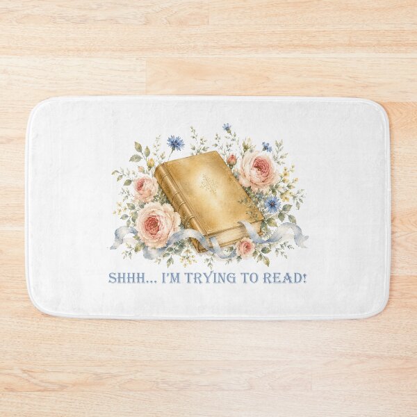 Item preview, Shhh I'm trying to read Floral watercolor Book lover designed and sold by Anne Londez Studio.