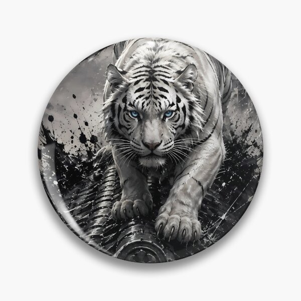 Item preview, White Tiger Under the Full Moon – Chinese Ink Art designed and sold by ManJiangHong.