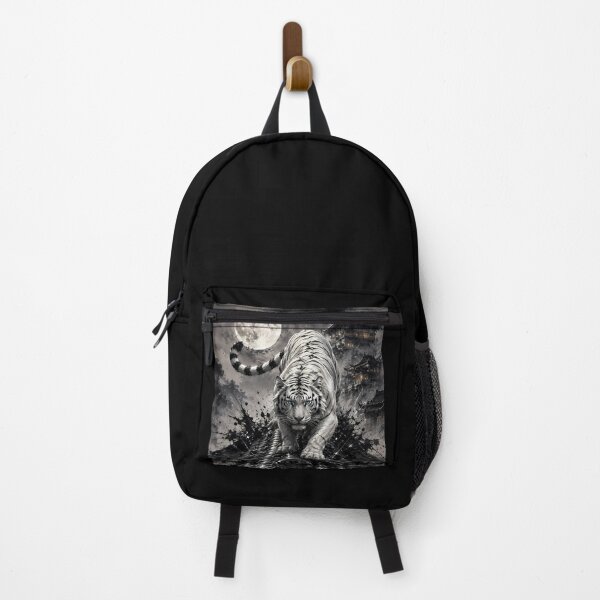 Item preview, White Tiger Under the Full Moon – Chinese Ink Art designed and sold by ManJiangHong.