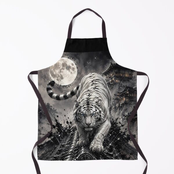 Item preview, White Tiger Under the Full Moon – Chinese Ink Art designed and sold by ManJiangHong.