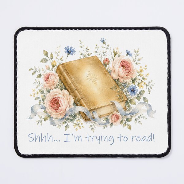 Item preview, Shhh I'm trying to read Floral watercolor Book lover designed and sold by Anne Londez Studio.