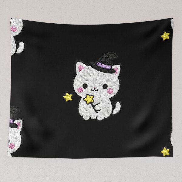 Item preview, Cute Magic Cat Embroidery Patch Illustration designed and sold by ColorSplash123.