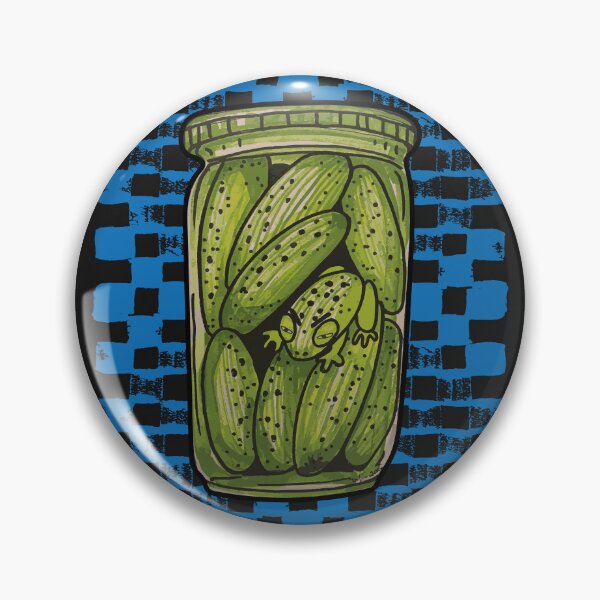 Item preview, Pickle Frog in a Jar - Blue Checkerboard designed and sold by SKETCHYANDGRAPHIC.