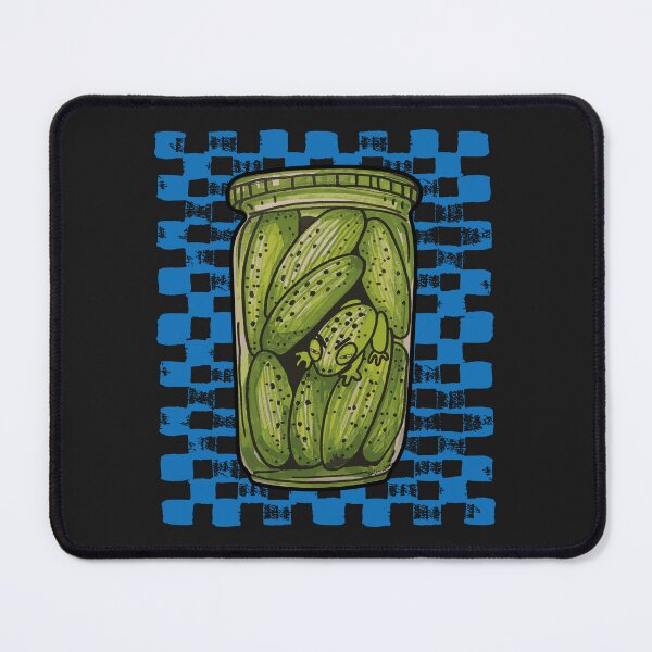 Item preview, Pickle Frog in a Jar - Blue Checkerboard designed and sold by SKETCHYANDGRAPHIC.