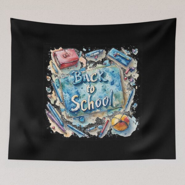 Item preview, Back To School Watercolor Supplies Typography Illustration designed and sold by emiliacreations.