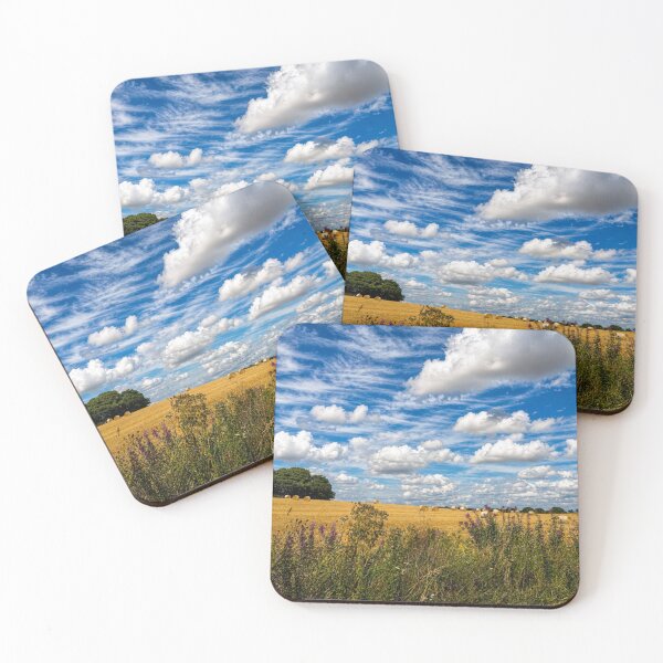 Item preview, British Countryside Harvest: Golden Wheat Field with Straw Bales and Dramatic Blue Sky designed and sold by Astute-Artio-Photography.