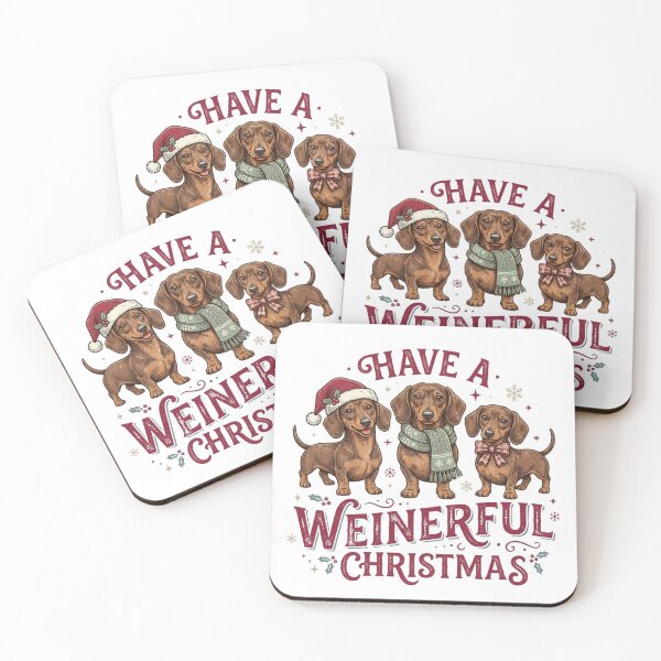 Item preview, Have A Weinerful Christmas Cute Wiener Dog Trio Vintage Dachshund Holiday Gift designed and sold by raedattia.