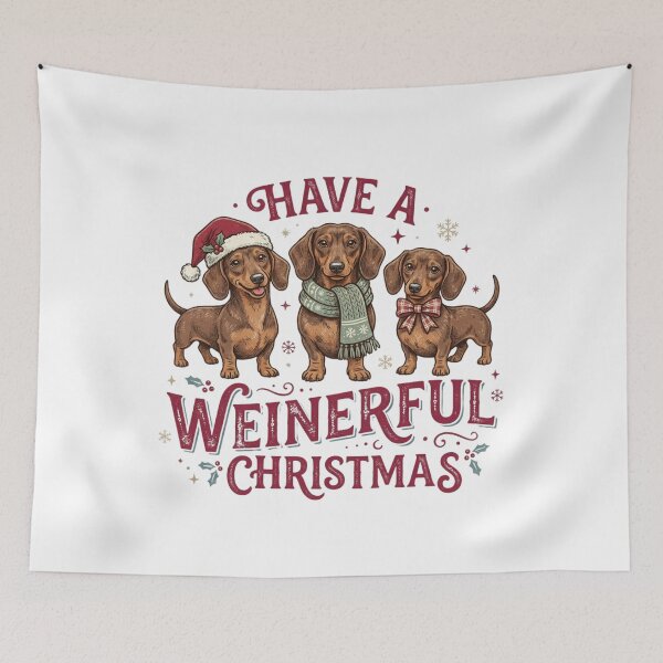 Item preview, Have A Weinerful Christmas Cute Wiener Dog Trio Vintage Dachshund Holiday Gift designed and sold by raedattia.