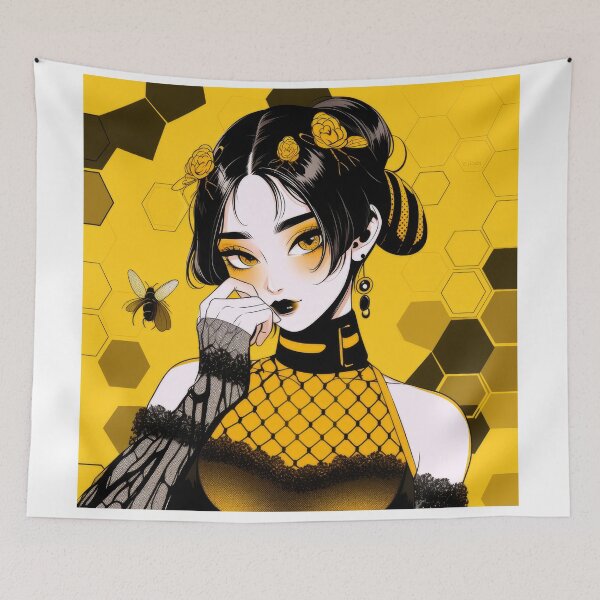 Item preview, Golden Honey Bee Queen Dark Gothic Anime Girl designed and sold by store52.