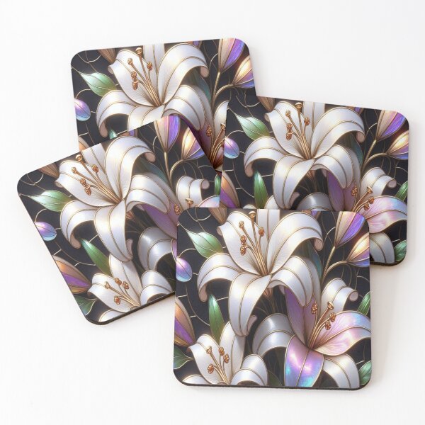Item preview, Iridescent White Lilies and Gold Accents designed and sold by BriSher.