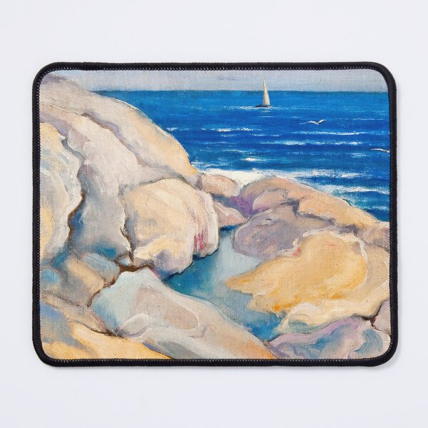 Item preview, Rocks on the the coast nautical maritime ocean blue seascape painting on canvas art print by Venny Soldan-Brofeldt designed and sold by Jéanpaul  Ferro.