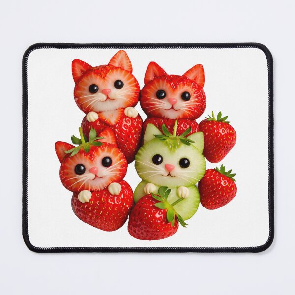 Item preview, Cute Strawberry Cats Kawaii Fruit Animals Art designed and sold by AmirArtisanVibe.