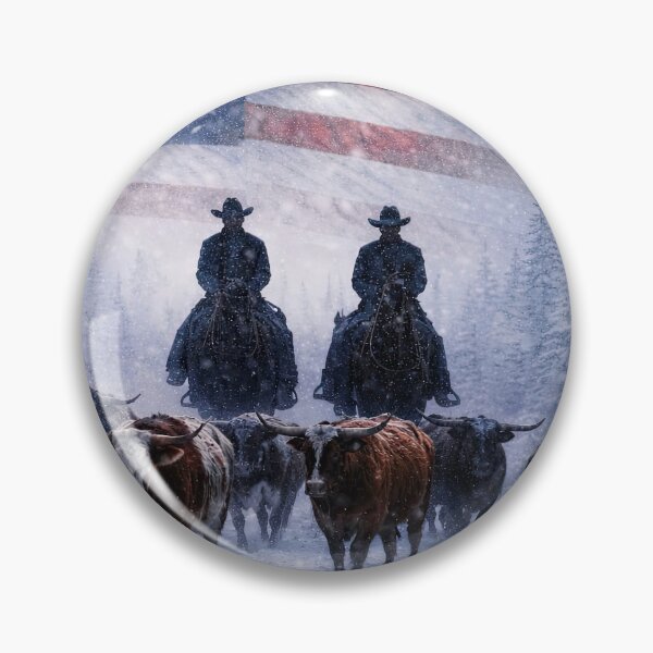 Item preview, Cowboys Herding Cattle in Snow Winter Christmas Holiday Patriotic designed and sold by Stephanie Laird.