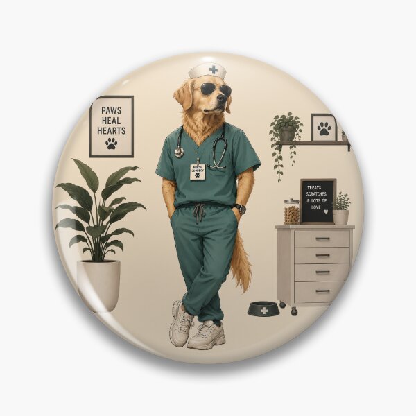 Item preview, Golden Retriever Nurse Funny Animal Art designed and sold by Furflix.